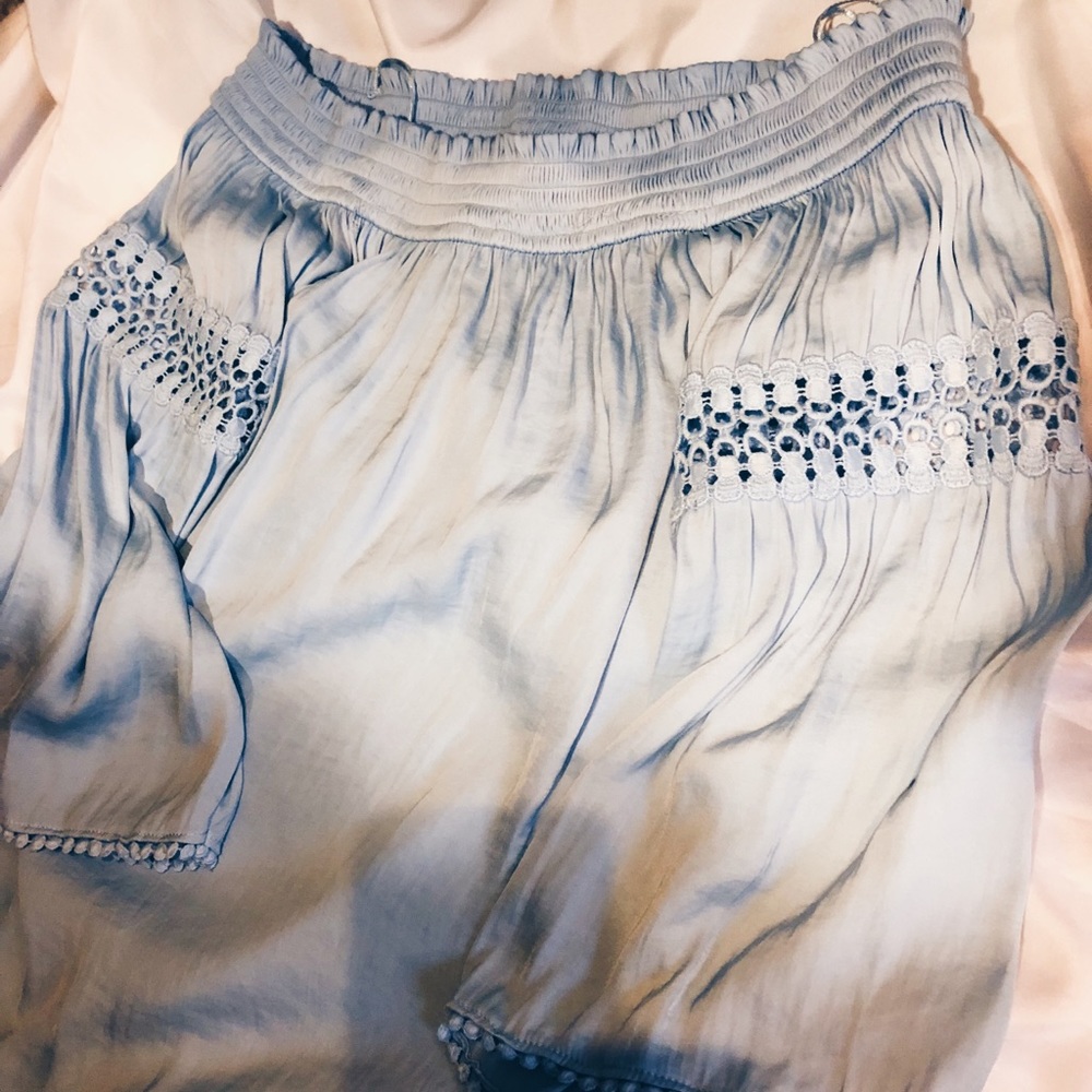 Off the shoulder silky/flowy shirt